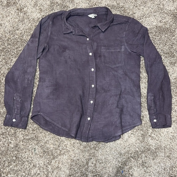 Lucky Brand Women's Cotton Split Back Gauze Texture Button Front Shirt size M - Picture 1 of 10